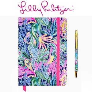 Lilly Pulitzer Journal With Pen High Tide Navy Bringing Mermaid Back